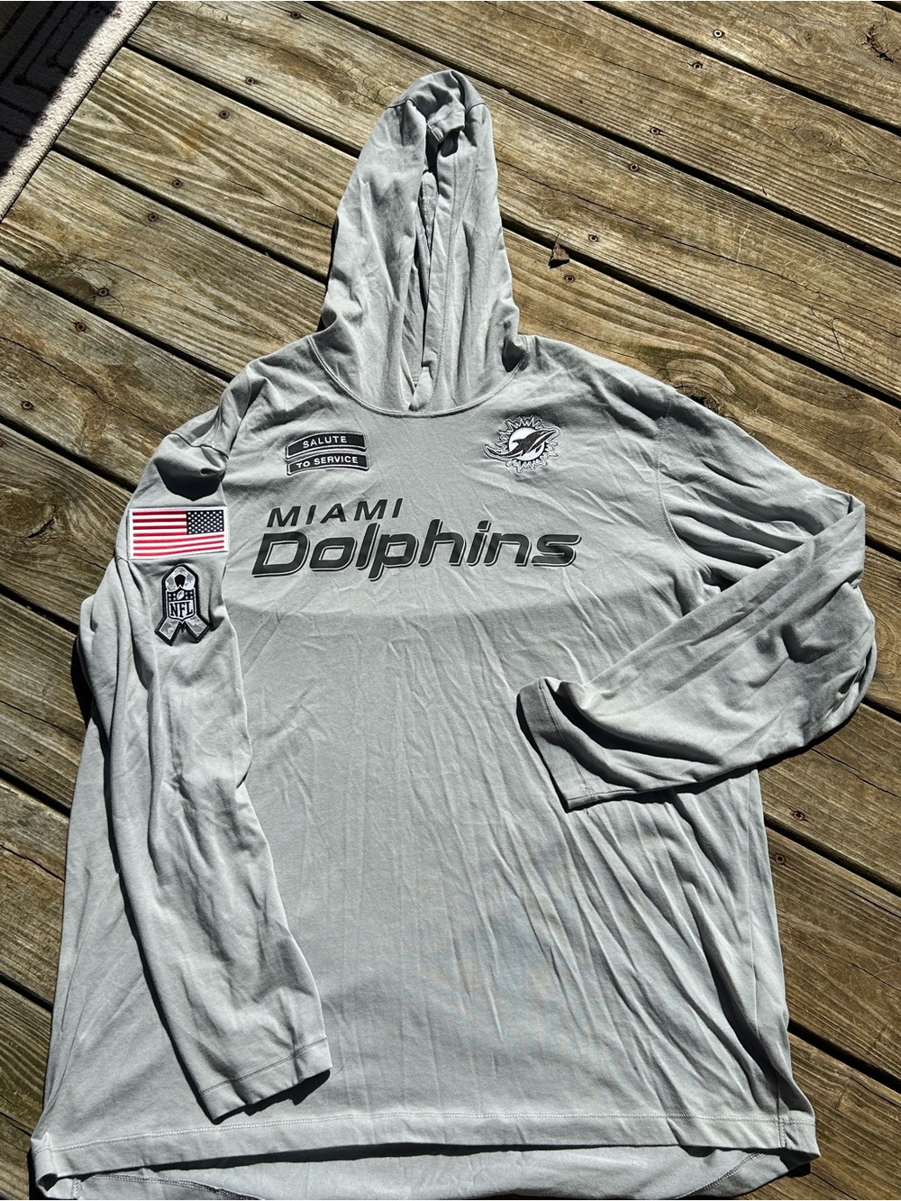 NFL Miami Dolphins Light Gray Hooded Swim Rash Guard